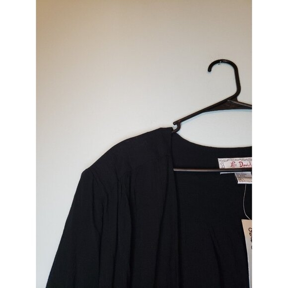 Vtg Lee David Womens L Kimono Long Sleeve Open Front Pull On Black Rayon NWT - Picture 4 of 5